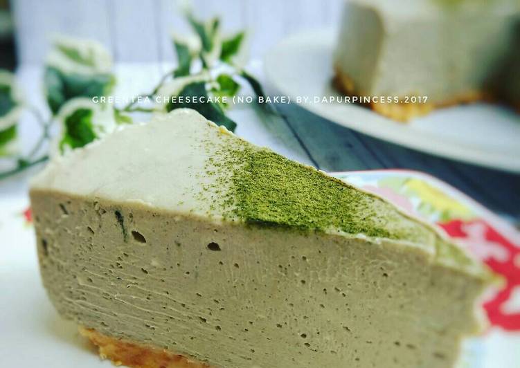 bahan dan cara membuat Greentea Cheesecake (no bake)