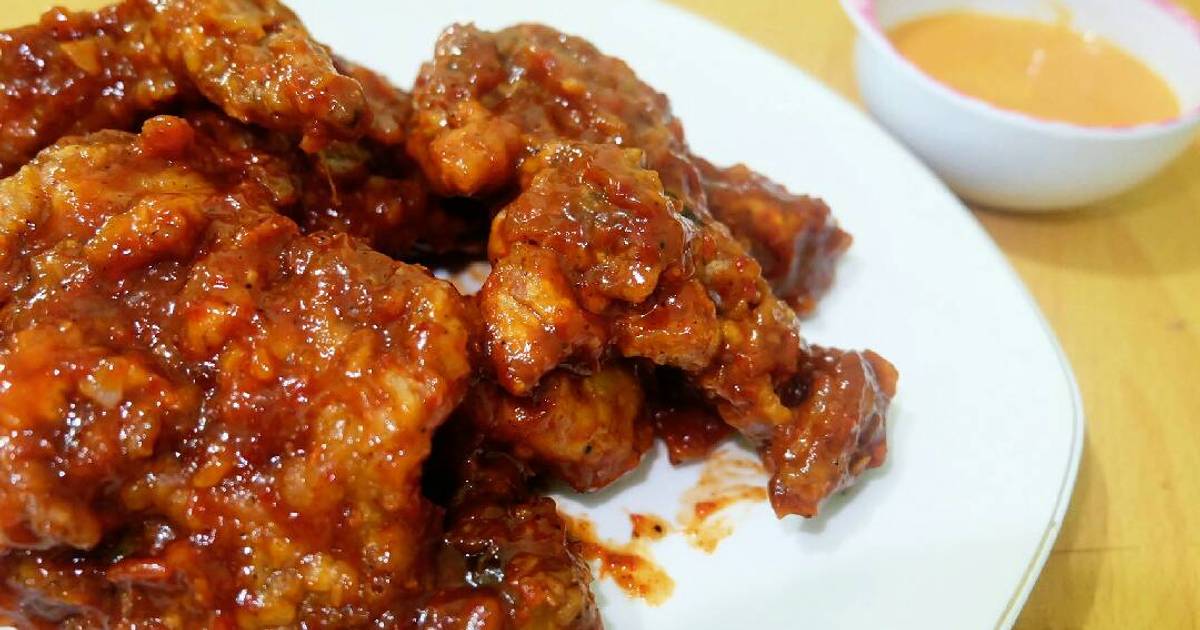 Resep Fire Chicken ala Richeese with Cheese Sauce (Ayam 