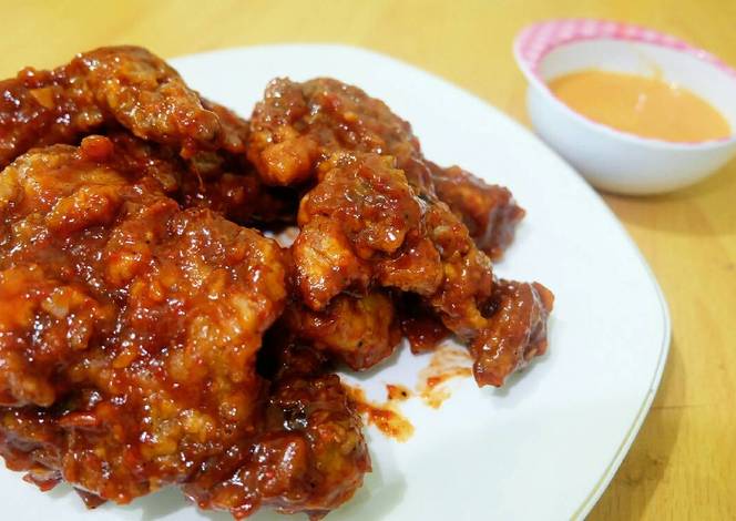 Resep Fire Chicken ala Richeese with Cheese Sauce (Ayam 