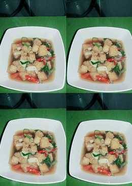 Tumis kangkung campur tempe