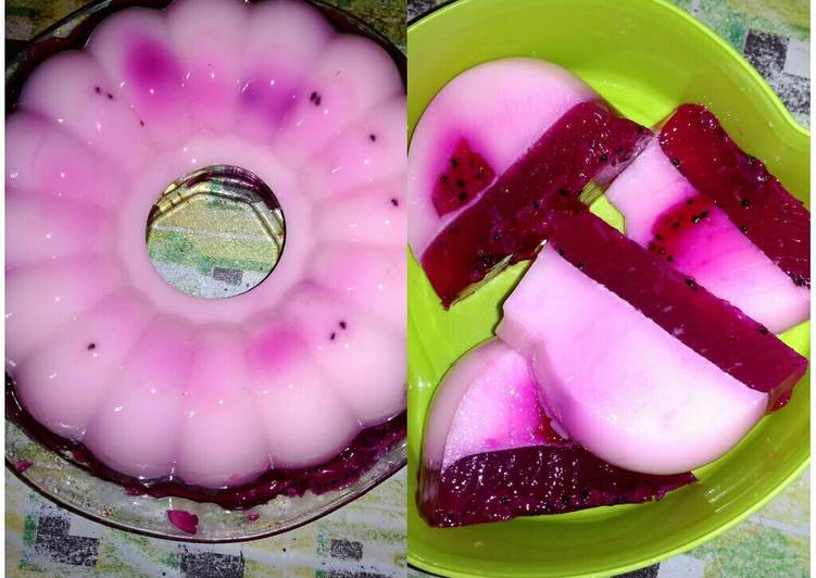 resep lengkap untuk Puding Susu Buah Naga