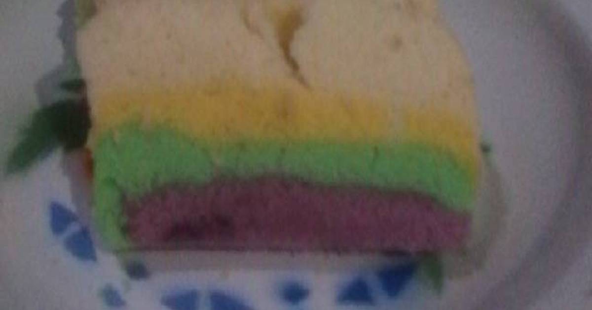 Resep Rainbow cake kukus (2 telur) ekonomis ^^