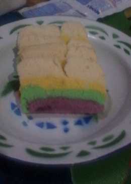 Rainbow cake kukus (2 telur) ekonomis ^^