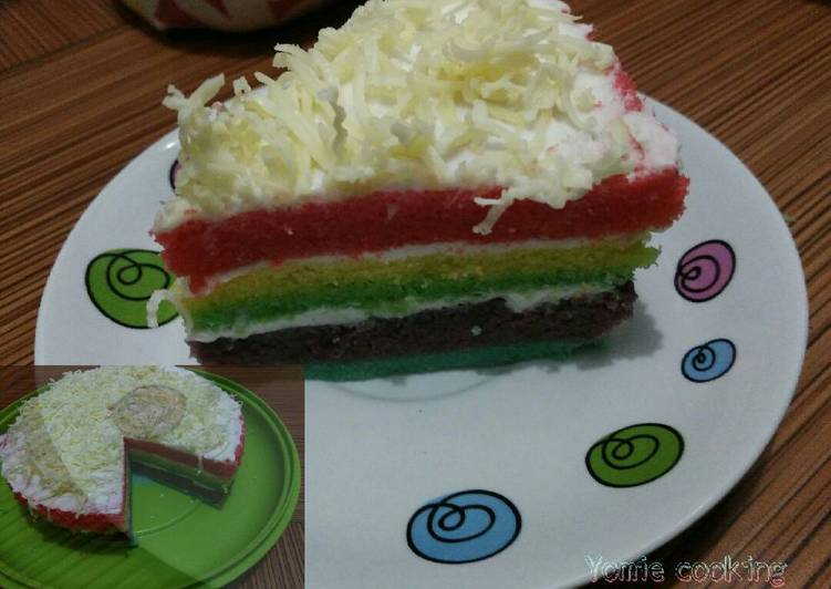 gambar untuk resep Rainbow cake kukus ala mama qiyana