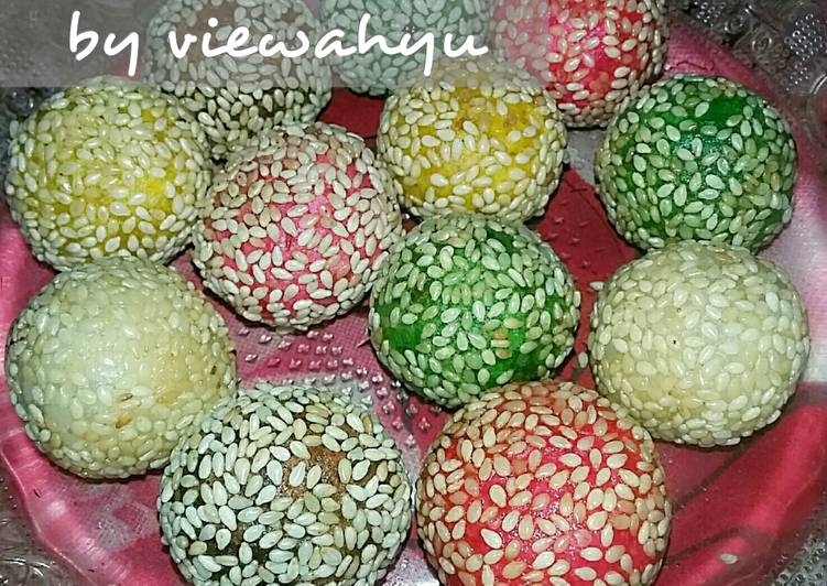 resep masakan Onde-onde Rainbow isi kacang ijo