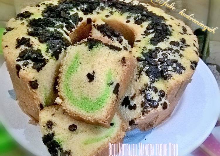 resep Bolu Panggang Nutrijell Mangga tabur Oreo choco chip