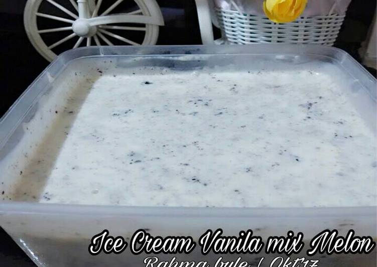 resep Ice Cream Vanila mix Melon