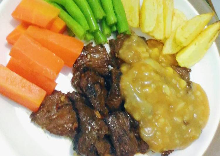 cara membuat Beef Steak with Brown gravy Sauce #kitaberbagi