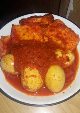 Telur tahu bumbu bali (bisa ditambahkan ayam)