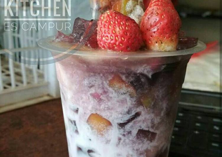 resep lengkap untuk Es buah campur