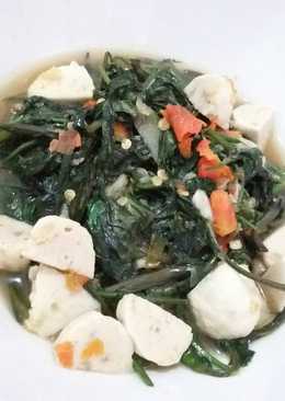 Tumis Kangkung bakso ayam pedas