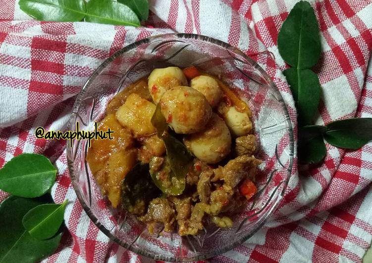 gambar untuk resep makanan Rendang Daging, Telur puyuh kentang