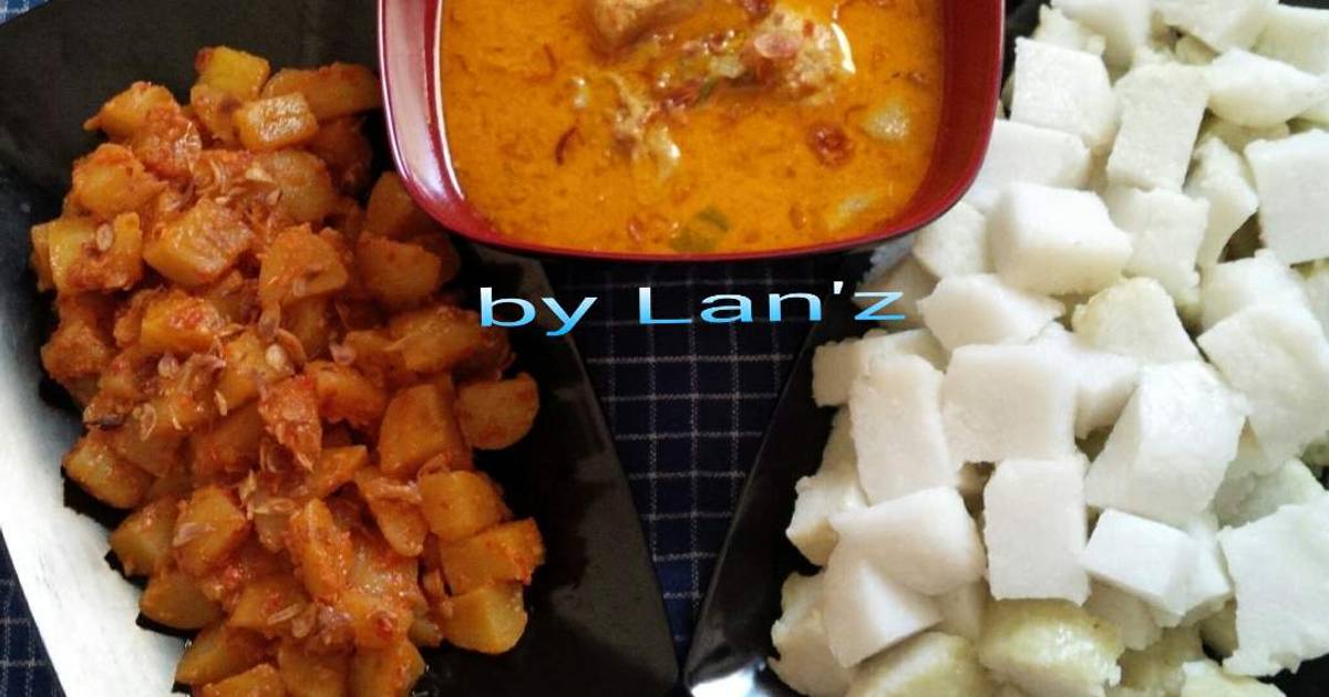 Resep Lontong opor ayam merah komplit (menu lebaran) O•O ala Lannie