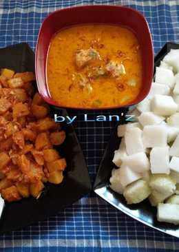 Lontong opor ayam merah komplit (menu lebaran) Oâ€¢O