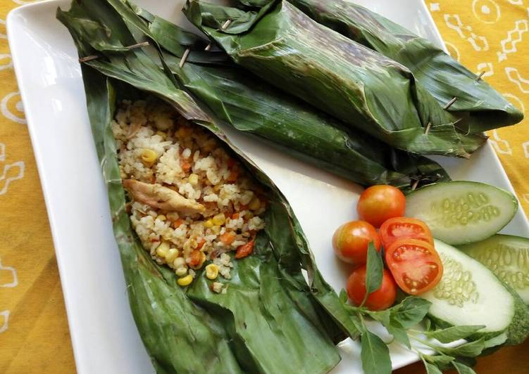 cara membuat Nasi bakar jagung ayam