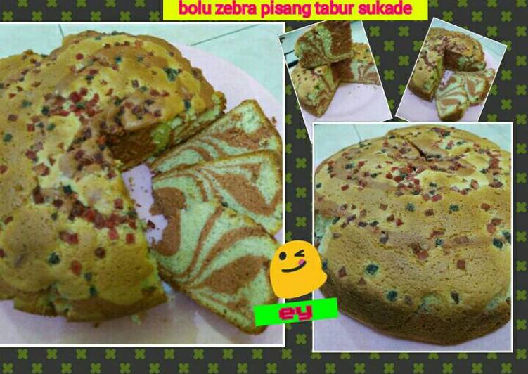 cara membuat Bolu zebra pisang tabur sukade