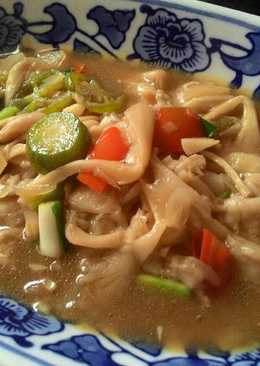 Tumis jamur tiram kuah pedas manis