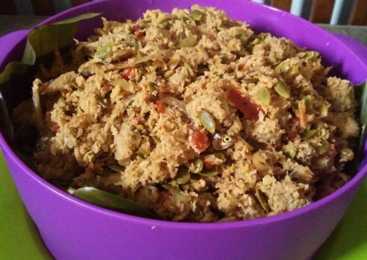 Bothok tempe, teri, petai cina (tanpa bungkus) foto resep utama