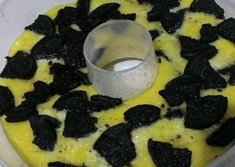 resep lengkap untuk Puding roti tawar oreo