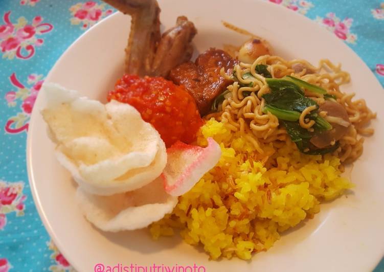 bahan dan cara membuat Nasi Kuning empuk ala Magic Com