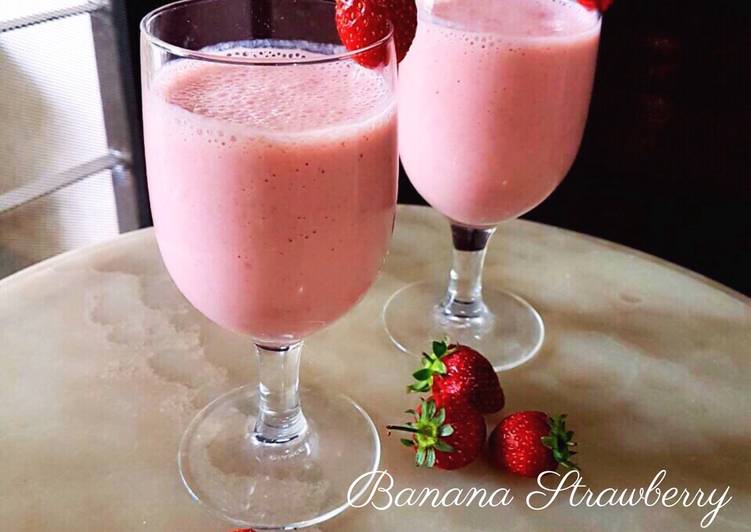 resep lengkap untuk Banana Strawberry Smoothie