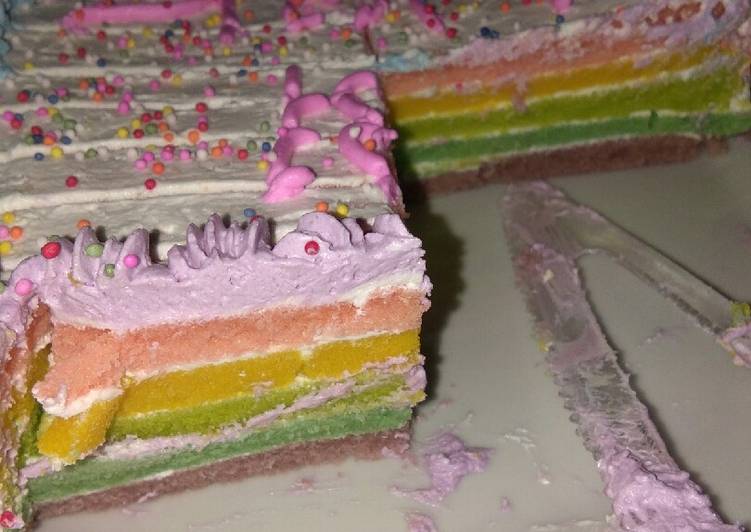 gambar untuk cara membuat Rainbow Cake (kukus)