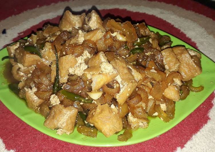 Resep Oseng cecek (kulit sapi) mix tahu kering (tahu apung)