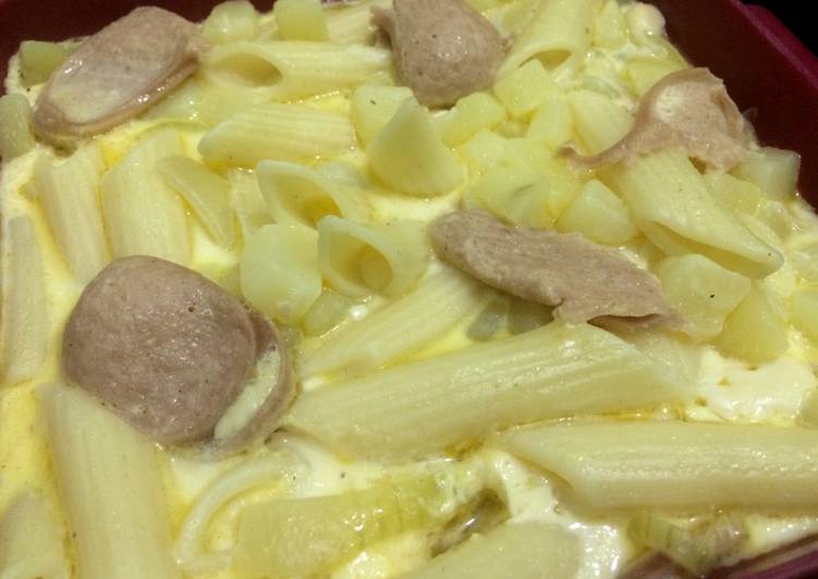 bahan dan cara membuat Kentang Penne Schotel Kukus