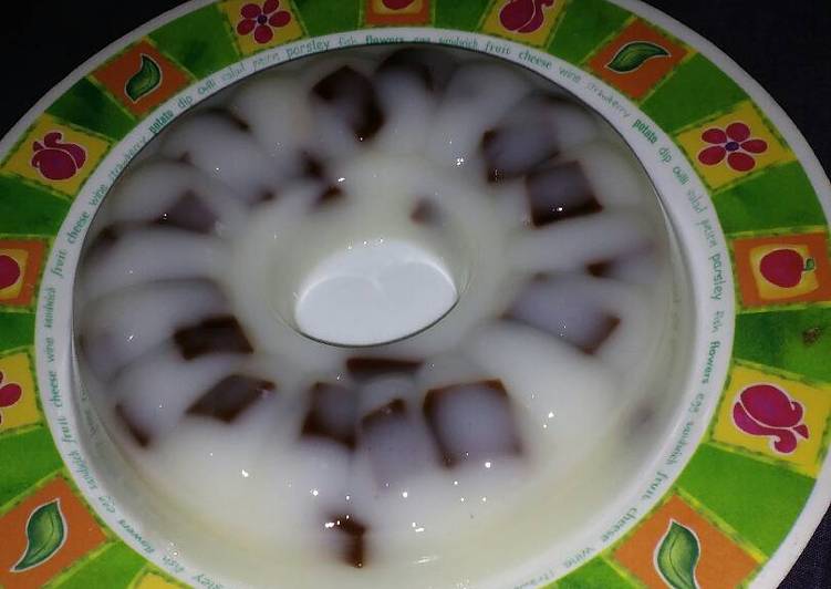 cara membuat Puding jelly coklat susu