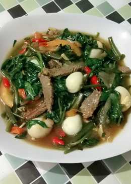 Tumis Kangkung Daging Sapi plus Telur Puyuh #SelasaBisa
