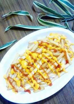 #12 French Fries with cheese and tomato sauce