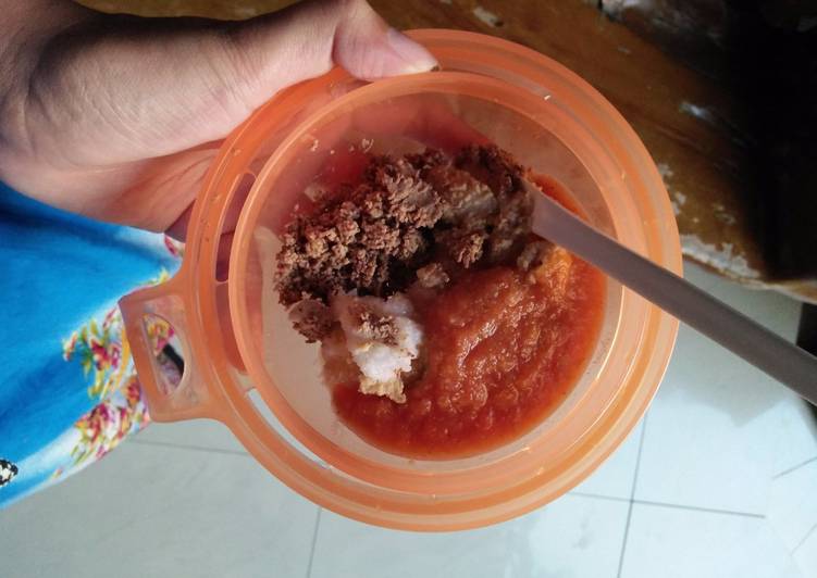 gambar untuk cara membuat Bubur Ati Tomat Tempe Keju MPASI 8 bln