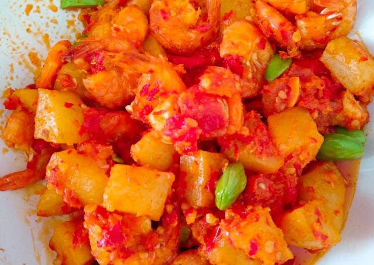 resep makanan Kentang udang balado