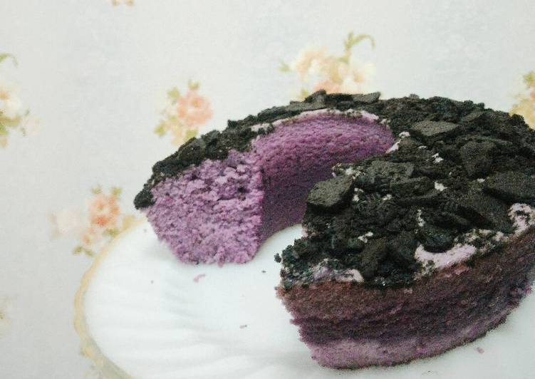 resep Taro and Cookies Cake (Bolu talas oreo)