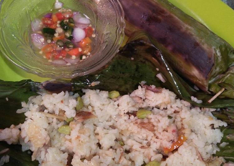 resep masakan Nasi Bakar Ikan Pindang + Petai