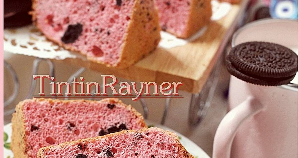 Resep Strawberry Oreo Milk Chiffon Cake .Krucils pasti suka