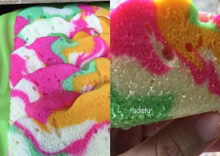 resep Rainbow steamed cake