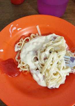 Fettucine carbonara tanpa cream