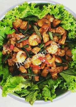 Tumis tempe tahu kacang+udang
