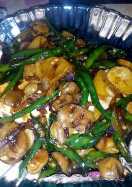 Telur asin siram jamur lombok ijo