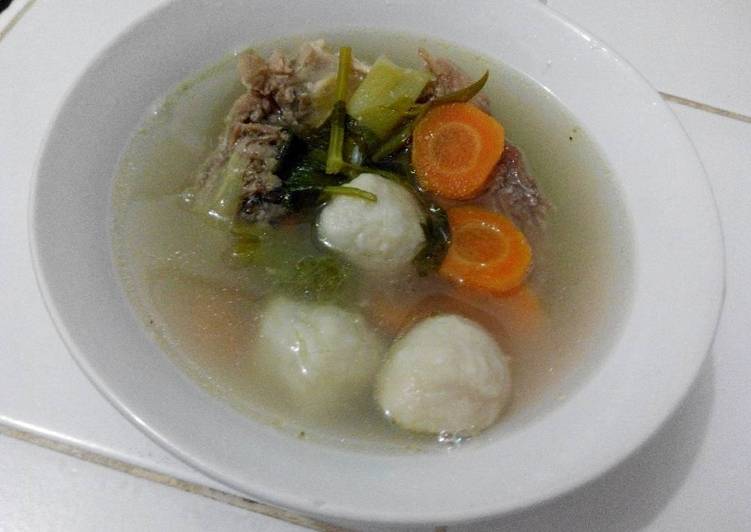 resep masakan Sop Ayam Bakso Sehat Bumbu Cemplung