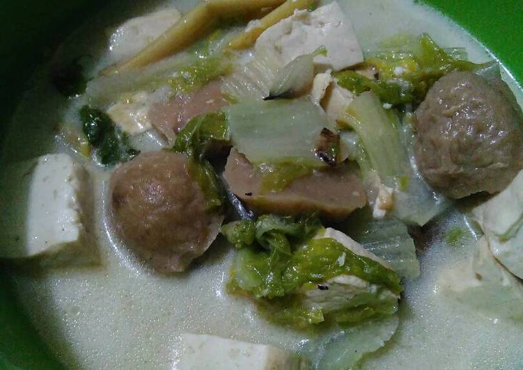 resep Gulai bakso tahu + sawi putih