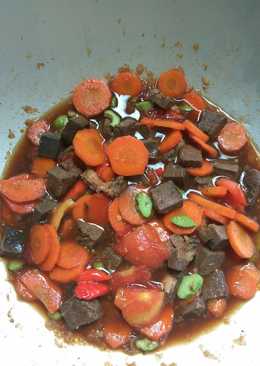 Oseng-oseng ati sapi dan sayuran