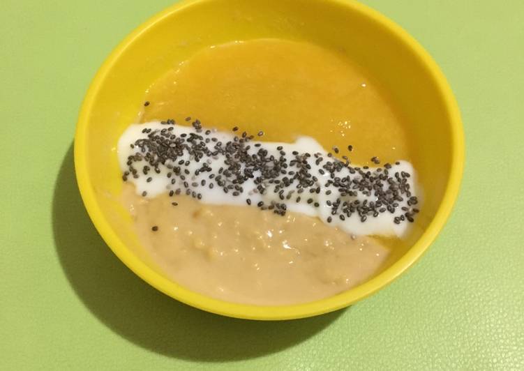 Resep Mpasi 8m+ bubur kacang ijo yoghurt mangga with chia seeds Kiriman
dari Felisitas Dwi Arini