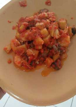 Sambal udang, ati ampela dan kentang (dicabein)