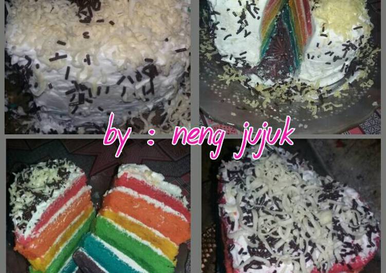 Resep Love Rainbow Cake Kukus Karya neng jujuk