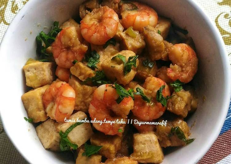 resep makanan Tumis bumbu udang,tempe dan tahu