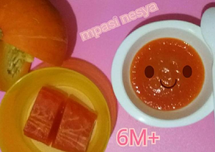 Resep Mpasi 6m+ : Pure Kabocha + Pepaya Dari Unin Widya