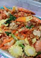 Tumis udang sayur tempe