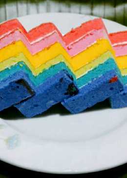 Rainbow Cake Kukus Akhir Pekan + Tips dan Trik